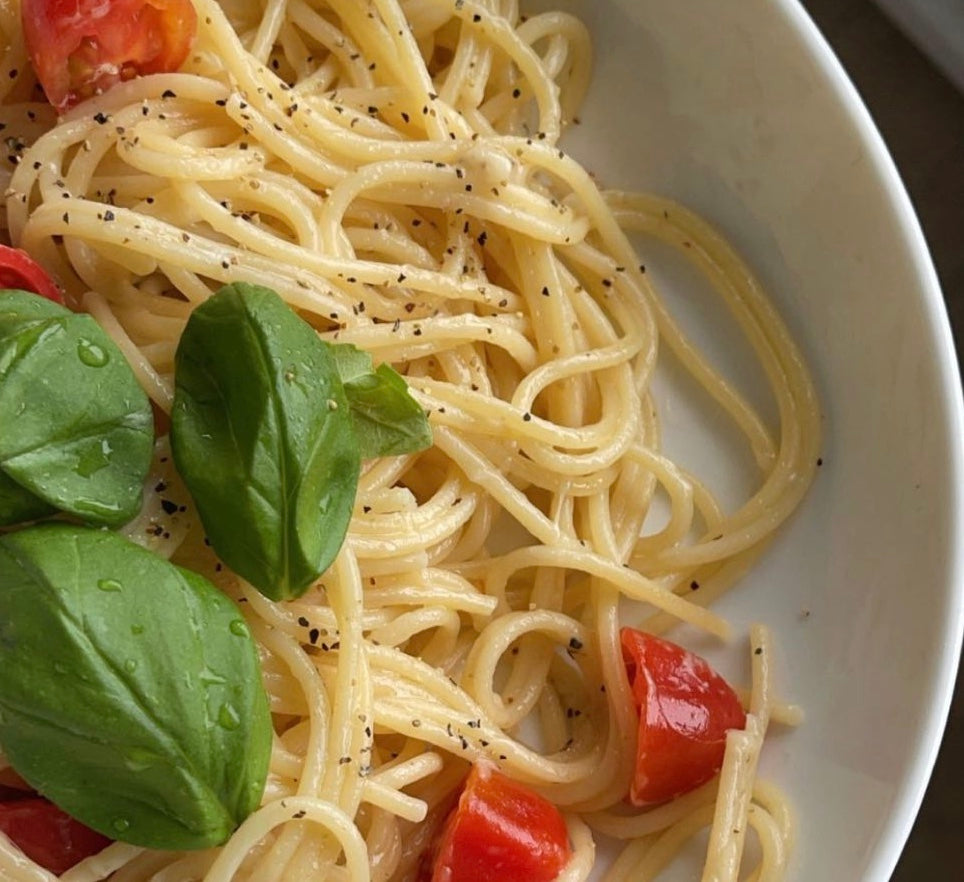 Pasta with Botanium grown tomatoes and basil